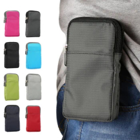 Outdoor 3 Pockets 2 Zippers Universal Phone Pouch Wallet Belt Clip Bag for Samsung Galaxy S23 S22 S21 S20 S10 Note 10 Case