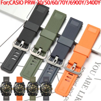 PRW-61 Series PRW-6900Y Strap For Casio PROTREK PRW-6800 PRW-3400 Mens TPU Waterproof Replacement Band Watch Accessories