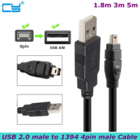 5m 1.8m USB 2.0 to IEEE1394 4-pin Firewire Data Cable for Sony DV Digital Camera Printer Scanning Discussion 1394 Video Cable
