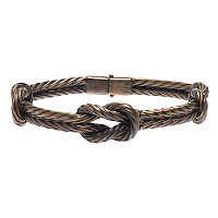 GUCCI 925純銀復古黃銅色繩結造型壓釦金屬手鐲/手環(#21)