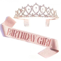 Popular ColorsBirthday Party Decorations, Birthday Sash, Crown Set, BIRTHDAY QUEEN Ceremony Sash