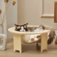 Home Wooden Cat Cabin Four Seasons All-purpose Pet Bed Scratching Climb Removable Wooden Cat Scratch Tree Pet Supplies