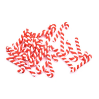 50PCS Red and White Crutches Home Christmas Decoration Soft Pottery Christmas Accessories DIY Phone Beauty Materials