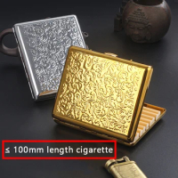 Brand Brass 10cm Extended Metal Cigarette Case with Cigarette Holder, 20-Pack Copper Cigarette Case for Men and Women Golden