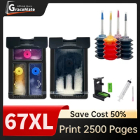 For Deskjet 1255 2721 2723 2724 2725 2726 2727 2729 2742 2752 2755 Printer Cartridge Replacement for HP 67XL hp67 Ink Cartridge