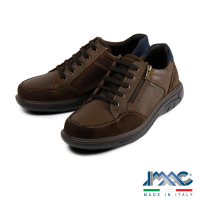 IMAC 真皮拉鍊造型綁帶休閒鞋 深棕色(802128-BR)