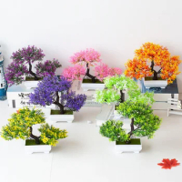 1PC Artificial Potted Plant Decoration Flowers Scene Home Desktop Office Shelf Decor Landscape Bonsai Wedding Room Accessories