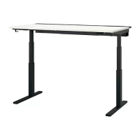 MITTZON 升降式工作桌, 電動 白色/黑色, 160x80 公分