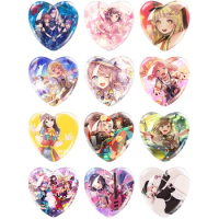 BanG Dream Cosplay 12pcs/set 16mm-40mm Heart Photo Glass Cabochon Demo Flat Back Making Findings Gifts for Kids Friends