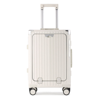 鋁框旅行箱商務拉桿箱前置開口行李箱新款20多功能登機充電機箱
