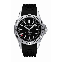 (福利品) REVUE THOMMEN 梭曼錶 先鋒系列自動機械男潛水錶 黑面x銀框/43.5mm 非原廠錶帶(16070.2834)