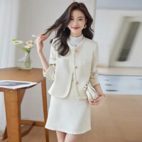 Chic Blazer Jacket Women 2023 Autumn Winter New High-End Petite French Casual Two-Piece Dress Set for Female Office Lady Girl