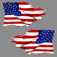 USA TATTERED Flag Car Stickers Rearview Mirror Sticker 2 Pack MIRRORED American Bumper 3D Waterproof Vinyl Decal Car Accessories
