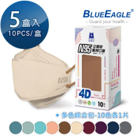 【藍鷹牌】N95 4D立體型醫療成人口罩 (綜合包) 10片x5盒