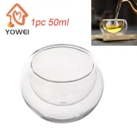 50ml Double Wall Glass Cup Transparent Handmade Heat Resistant Beer Tea Drink Kungfu Teacup Mini Whisky Cup Espresso Coffee Cups