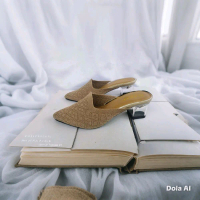 Sepatu Wanita Hak (3-5 cm) Kaca Rajut import heels wanita terbaru heels Shoes