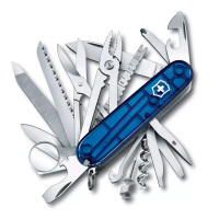【Victorinox 瑞士維氏】瑞士刀 SWISS CHAMP冠軍刀 33用-透藍.(33901.63L23)