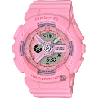 CASIO 卡西歐 Baby-G 花朵系列雙顯手錶 送禮首選-玫瑰粉/46.3mm BA-110-4A1