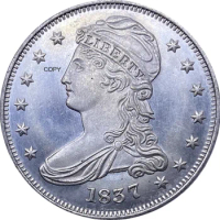 United States 1837 50 Cents Capped Bust Half Dollar Cupronickel Plated Silver Copy Coin