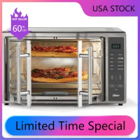 Oster Air Fryer Oven, 10-in-1 Countertop Toaster Oven, XL Fits 2 16" Pizzas, Stainless Steel French Doors