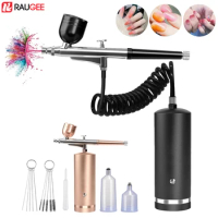 Airbrush Nail Portable Mini Air Brush With Compressor Kit for Nails Art Manicure Craft Pastry Cake Painting Nano Sprayer Gun