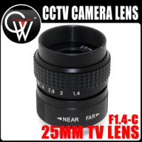 Silvery Black TV 25mm lens f1.4 C Mount 1/2" TV Lens For Canon NiKON Camera Eos J1 J2 J3 V1 J2 CCTV Camera Accessories