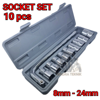 KUNCI SOK SET 10PCS KUNCI SOKET STANG L 10 BUAH KUNCI SHOCK BAUT SOCKET SET CHROME