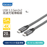 【Kamera 佳美能】100W USB3.2 PD USB-C to USB-C 1M 編織快充傳輸線