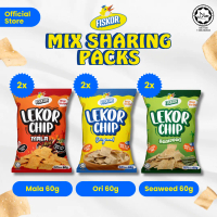 [Mix Sharing Pack] Fiskor's Lekor Chips Original x2 + Mala x2 + Seaweed x2 - (Size: 60g) (Halal Cert