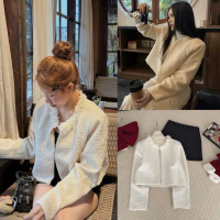 [HÀNG LOẠI 1] Áo khoác dạ tweed ánh nhũ dáng lửng phối CỔ VIỀN HOA dài tay A6139