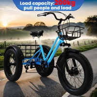 20-inch high carbon steel fat tire pedal tricycle 7speed elderly tricycle TMB tricycle double disc brake puller loading Bicycle