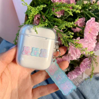 For AirPods Case Cute Bear Lovely Transparent Earphone Case For AirPods 2 3 airpods pro Kawaii Soft Silicone Protect Cover