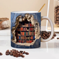 Creative 3D Bookshelf Mug Library Bookshelf Cup Space Design Book Mug Book Club Cup Novelty Coffee Mug Christmas Birthday Gifts