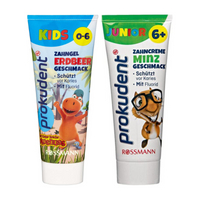 德國 Rossmann Prokudent 0-6歲 6歲以上 兒童牙膏 75ml 草莓/薄荷 含氟 附發票【心心哈德】現貨 全館499超取免運｜全場下殺★滿額再享折扣
