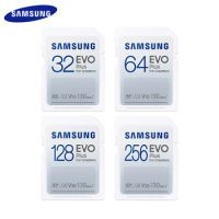 SAMSUNG Memory Card EVO Plus 32GB 64GB 128GB 256GB SDXC SD Card Flash Speed 130MB/s Creaters High Spees Card for Laptop Camera
