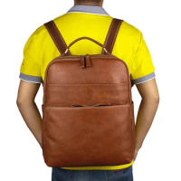 leather backpack men's oil wax leather computer backpack top layer cowhide backpack