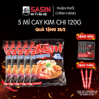 Combo 5 gói mì cay Sasin vị KIM CHI 120g + 5 gói xốt ớt độ 10g  bán chạy