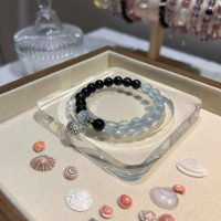 Vòng Tay Chuỗi Aquamarine (Hải Lam Bảo), Đá Mắt Hổ Xanh Đen  Tiger's Eye Tự Nhiên Mix Charm Vỏ Sò Đạ