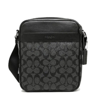 【COACH】C LOGO PVC真皮飾邊斜背男包