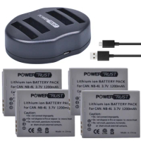 4Pcs 1200mAh NB-4L NB 4L NB4L Battery + USB Dual Charger for Canon IXUS 60 65 80 75 100 I20 110 115 120 130 IS 117 220 225 HS