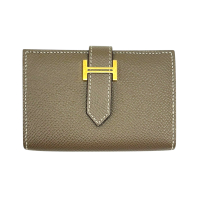 【二手名牌BRAND OFF】HERMES 愛馬仕 大象灰 Epsom皮革 Bearn 卡夾 零錢包 雙折短夾 Z刻