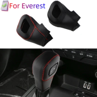 Genuine Leather LHD RHD Car Gear Shift Knob Cover for Ford Everest Ranger 2020 - 2022 Gear Collars Gear Sticker Accessories