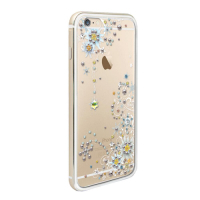 apbs iPhone6s/6 Plus 5.5吋施華彩鑽鋁合金屬框手機殼-金色雪絨花