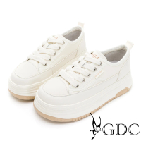 【GDC】素色童趣簡約綁帶厚底休閒鞋-米色(326196-10)
