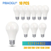 10PCS LED Light Bulb B22 E27 E14 110V 3W 6W 9W 12W 15W 20W Low Watt LED Light Bulbs Low Wattage Ultra Bright Durable