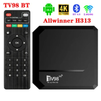 TV98 BT TV Box 2G+16G Allwinner H313 Android 12.1 Smart TV Box 2.4G+5G WIFI+BT 4.0 4Kx2k TV98 Media 