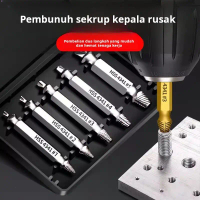 Set Alat Sekrup Extractor Bergerigi Kepala Persegi 5 Pcs dengan Kotak Penyimpanan Gratis