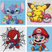 4 Packs Diamond Art Kits for Kids 5D Cartoon DIY Diamond Mosaic Kits for Beginners Children Arts and