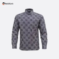 Batik Keris Kemeja Batik Cap Slimfit Lengan Panjang Motif Klenting Kuning-SLN β Grey L