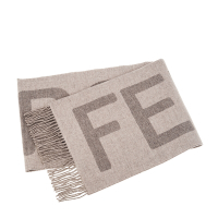 FENDI 新款撞色FENDI ROMA 圖案羊絨流蘇圍巾 (鴿灰色/淺灰色)